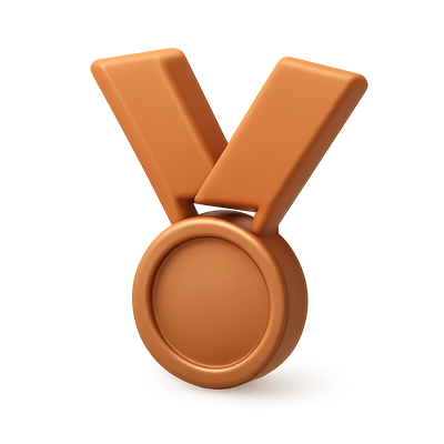 Stylish 3D Bronze Medal Icon with Isometric View