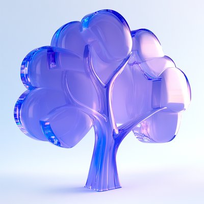 Stylized 3D Tree Model in Soft Purple Hues