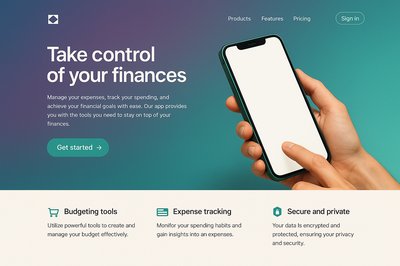 Futuristic Landing Page Design Featuring a Smartphone