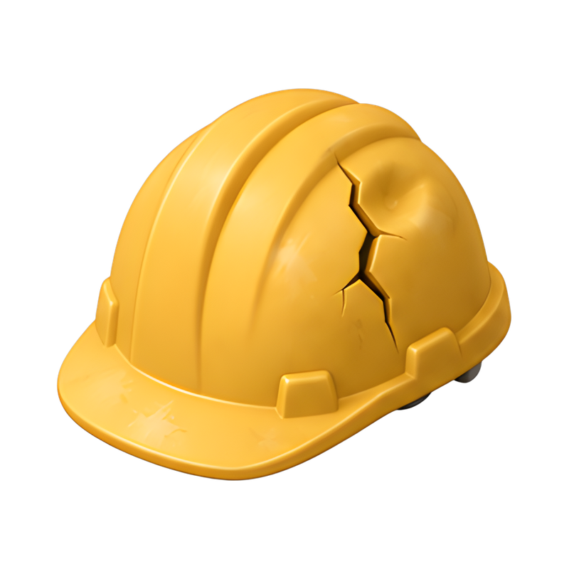 worn hard hat with a dent