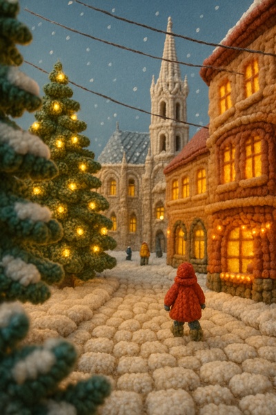Festive Vienna Landscape in Yarn Art