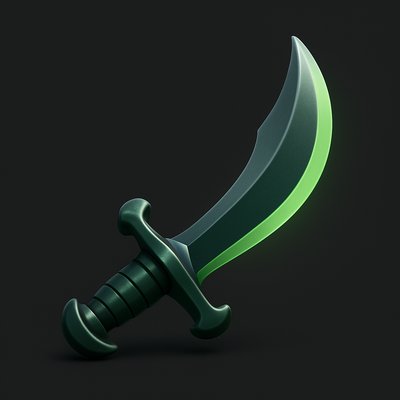 Detailed 3D Scimitar Icon on Dark Background