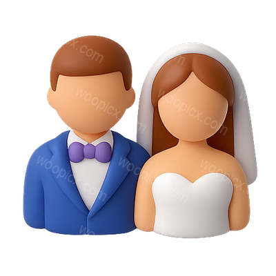 3D Emoji Representation of a Bride and Groom