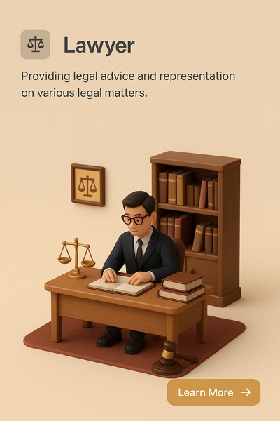 3D Lawyer Scene with Legal Elements and Call-to-Action