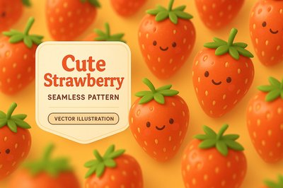 Playful Seamless Strawberry Pattern with Cute Illustrations
