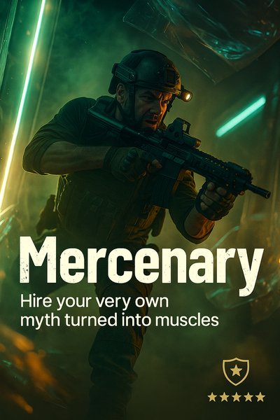 Dynamic Neon Mercenary Advertisement Design