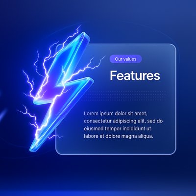 Dynamic 3D Lightning Strike Illustration with Features Block