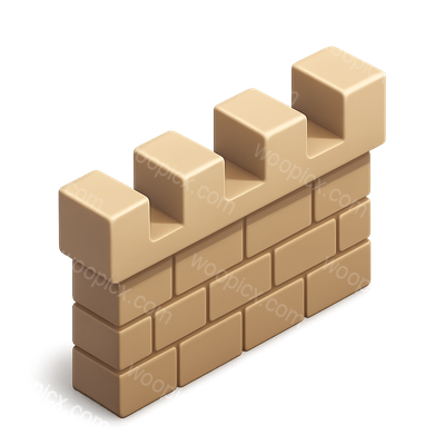 Stylized 3D Isometric Battlement Wall Icon
