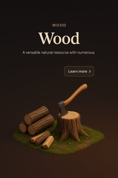 Realistic 3D Scene Featuring Wood and Axe in Dark Background