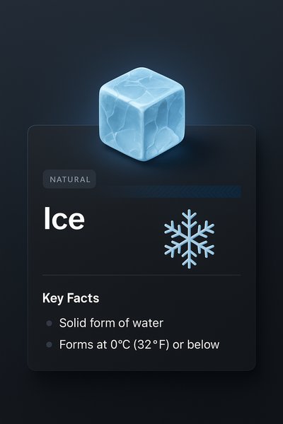 3D Ice Icon with Informational Overlay