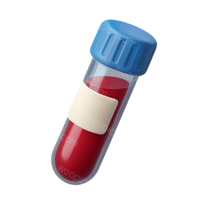 Stylized 3D Blood Sample Icon with Transparent Background