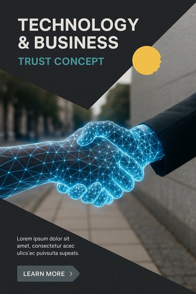 Futuristic Handshake Illustration for Business Trust Concept
