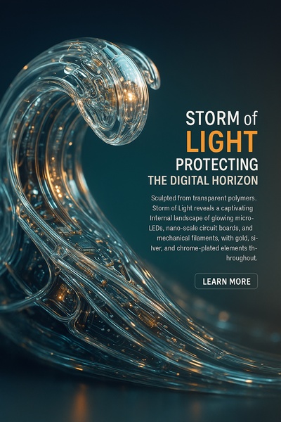 Hyperrealistic Storm of Light Protecting the Digital Horizon