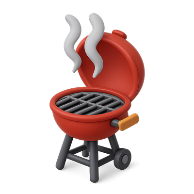 Stylish 3D Icon of a Smoking Grill with Isometric View