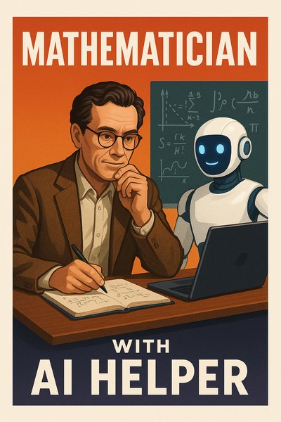 Mathematician Collaborating with AI Assistant in Modern Design