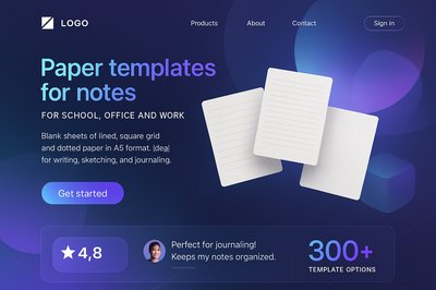 Futuristic Landing Page Design for Paper Templates