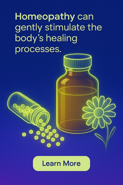 Glowing Homeopathy Scene with Healing Elements