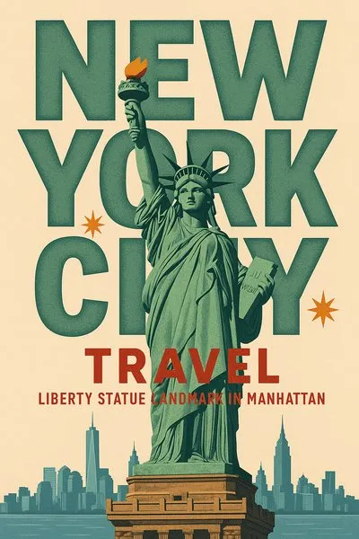 Vintage Travel Poster Featuring the Statue of Liberty in New York City