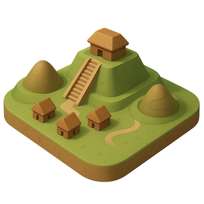 Stylized 3D Icon of a Mississippian Mound City