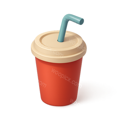 Stylish 3D Cup Icon with Straw in Isometric View