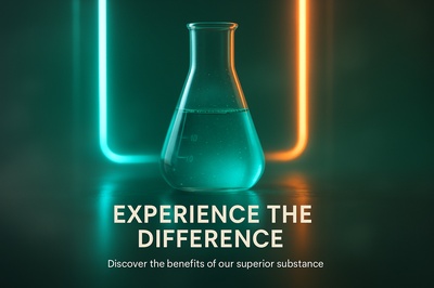 Neon Glow Science Lab with Beaker and Catchy Text