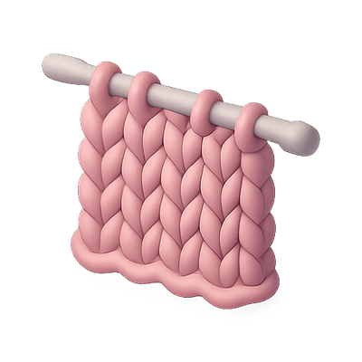 3D Render of a Knitted Blanket on a Rod