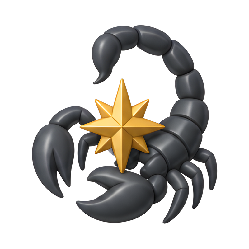 Scorpion curled around gold star