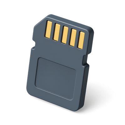 Stylized 3D Memory Card Icon with Isometric Design