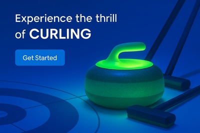 Illuminated Curling Scene with Fluorescent Glow