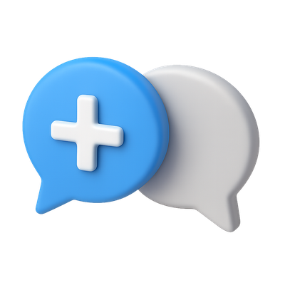 3D Speech Bubbles Icon with Plus Sign