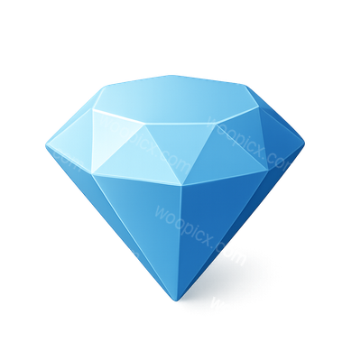 Stylized 3D Blue Diamond Icon with Isometric View