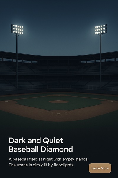 Quiet Nighttime Baseball Diamond with Empty Stands