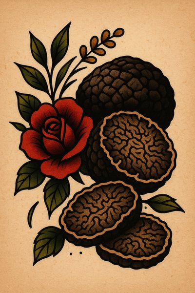 Artistic illustration of cookies and a rose