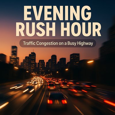 Evening Rush Hour Traffic Congestion on a Busy Highway