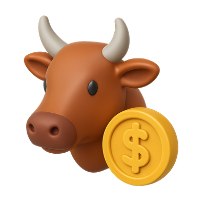 3D Cattle Icon with Wealth Symbolism