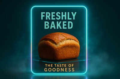 Freshly Baked Bread with Neon Accents and Modern Design