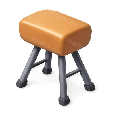Stylish 3D Icon of a Modern Stool with Metallic Legs