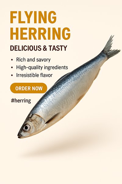 Promotional Seafood Advertisement Featuring Herring