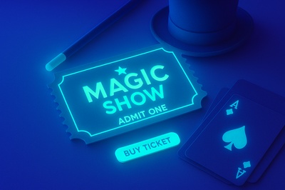 Neon Magic Show Ticket with Glowing Effects