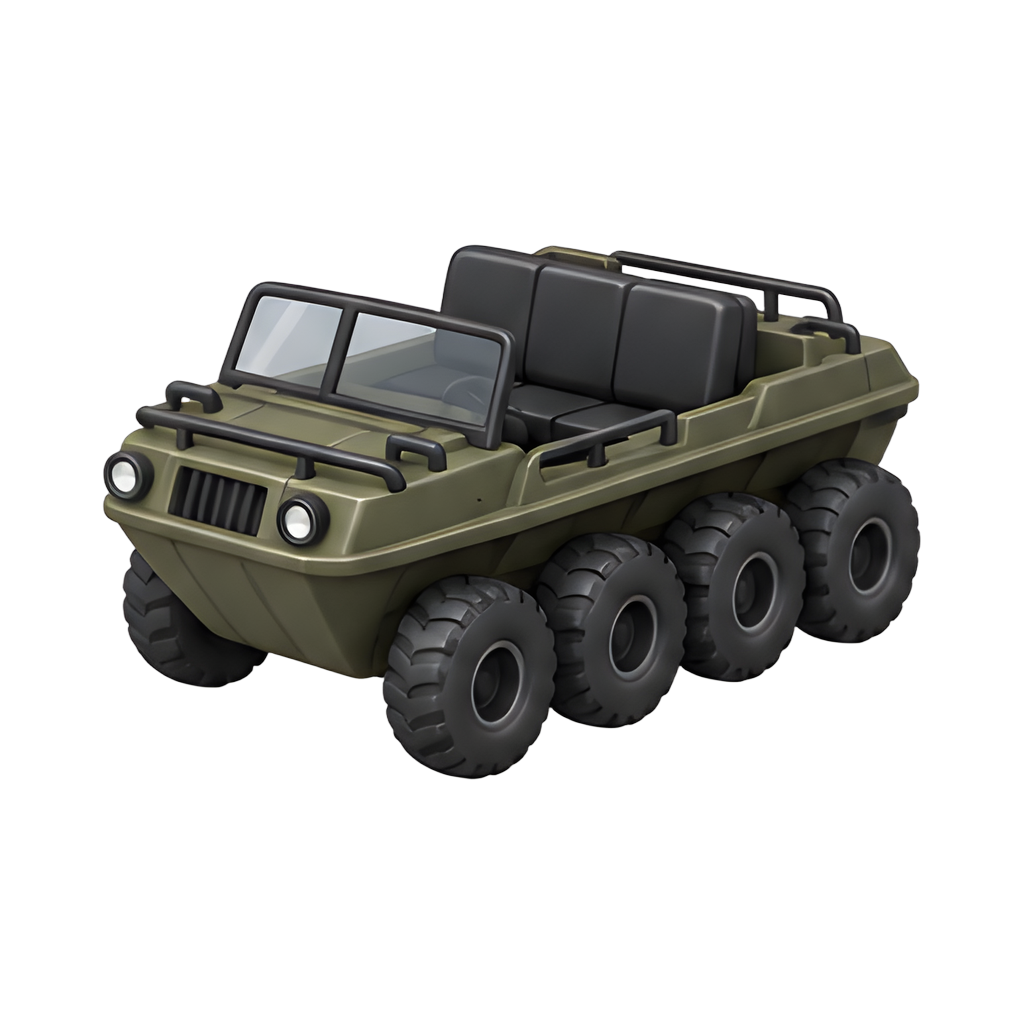 Versatile eight-wheel amphibious vehicle