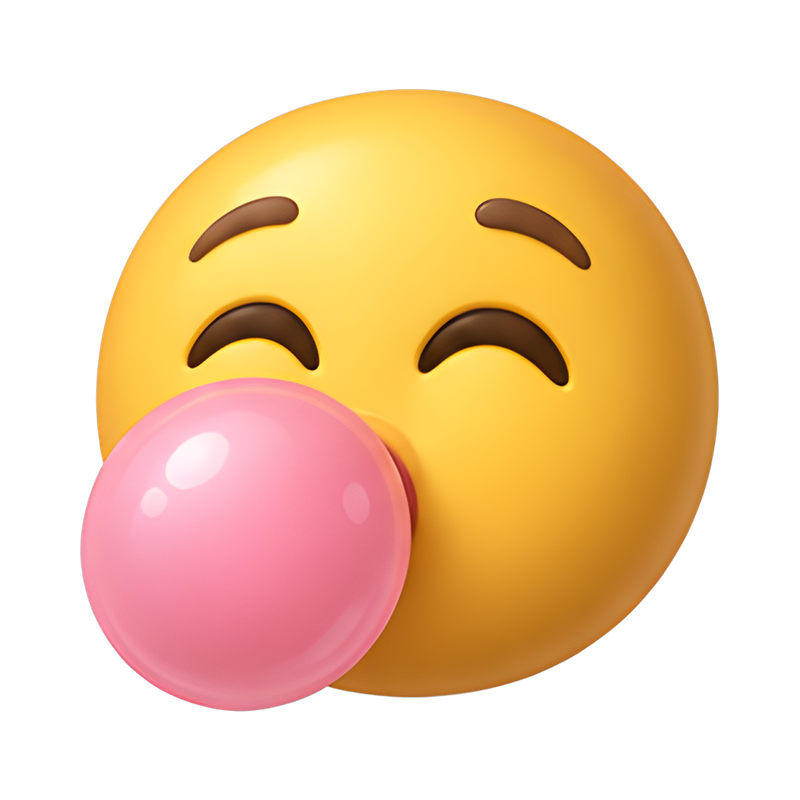 playful bubblegum smiley face