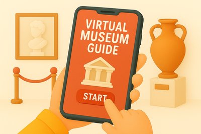 3D Illustration of a Virtual Museum Guide App on a Smartphone
