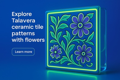 Realistic Talavera Ceramic Tile with Floral Design
