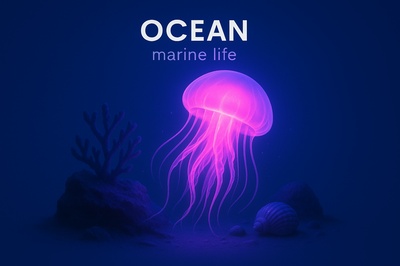 Glowing Ocean Environment with Marine Life