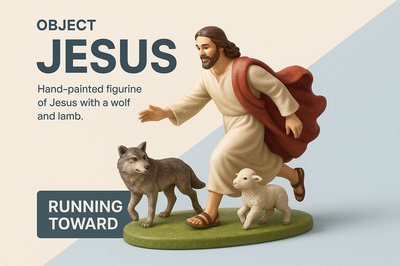 Dynamic Jesus Figurine with Wolf and Lamb in Modern Style