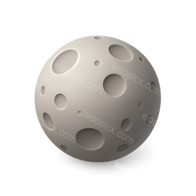 3D Moon Icon with Surface Craters and Shadows