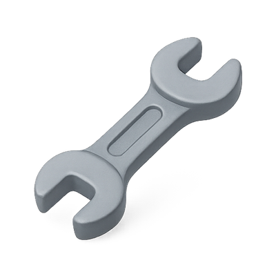 Isolated Gray Wrench Tool on Transparent Background