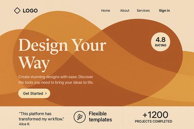 Modern Landing Page Design with Geometric Elements