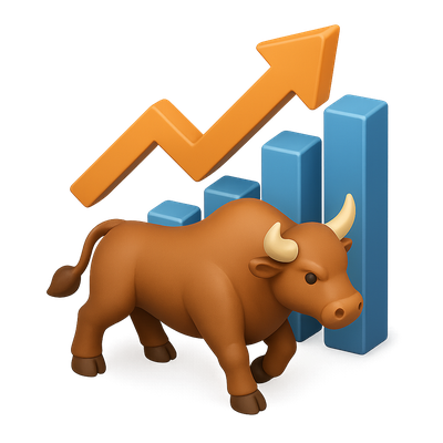 3D Bull Icon Representing Market Growth