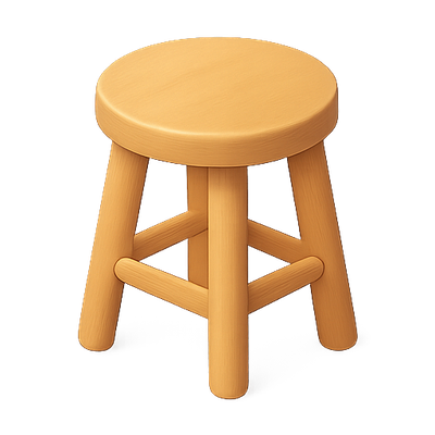 Simple Wooden Stool with Round Top